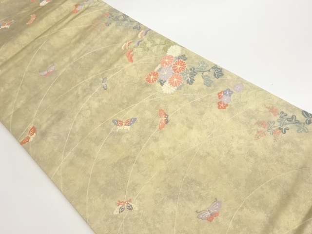 JAPANESE FUKURO OBI / WOVEN AUTUMN FLOWERS